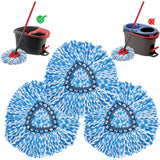 KLEEN HANDLER Microfiber Spin Mop Replacement Head Refills Compatible with O-Cedar EasyWring 1 Tank System, Blue, L (3-Pack)