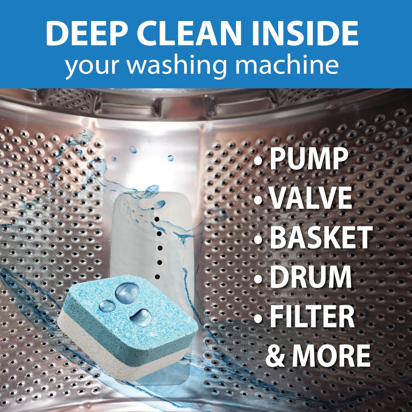 SANI 360° Washing Machine Cleaning tablets, 12 pack is Formulated with Enzyme, Deep Cleans and Deodorizes Front and Top Loading Washers use up
