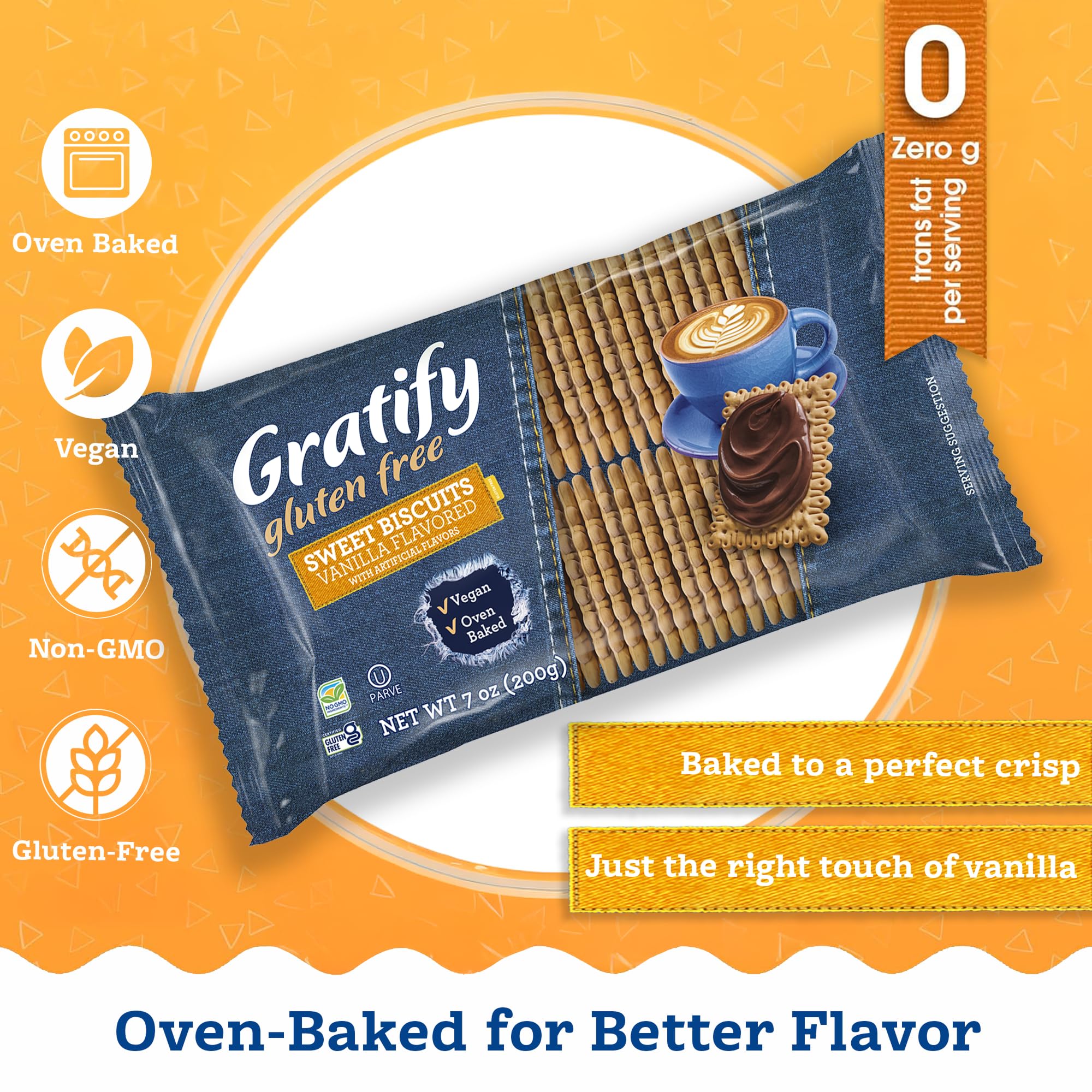 Osem Gratify Petit Beurre Vanilla Biscuits - Gluten Free Dessert Cookies, Sweet Snack for Adults & Kids, Vegan, Dairy Free, Oven Baked, Kosher
