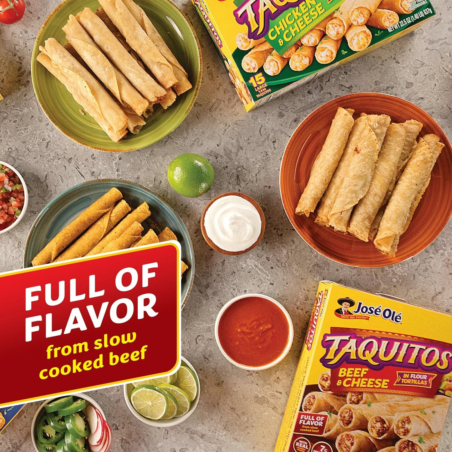 Jose Ole Flour Taquitos Beef & Cheese Frozen Box, 22.5 Ounce