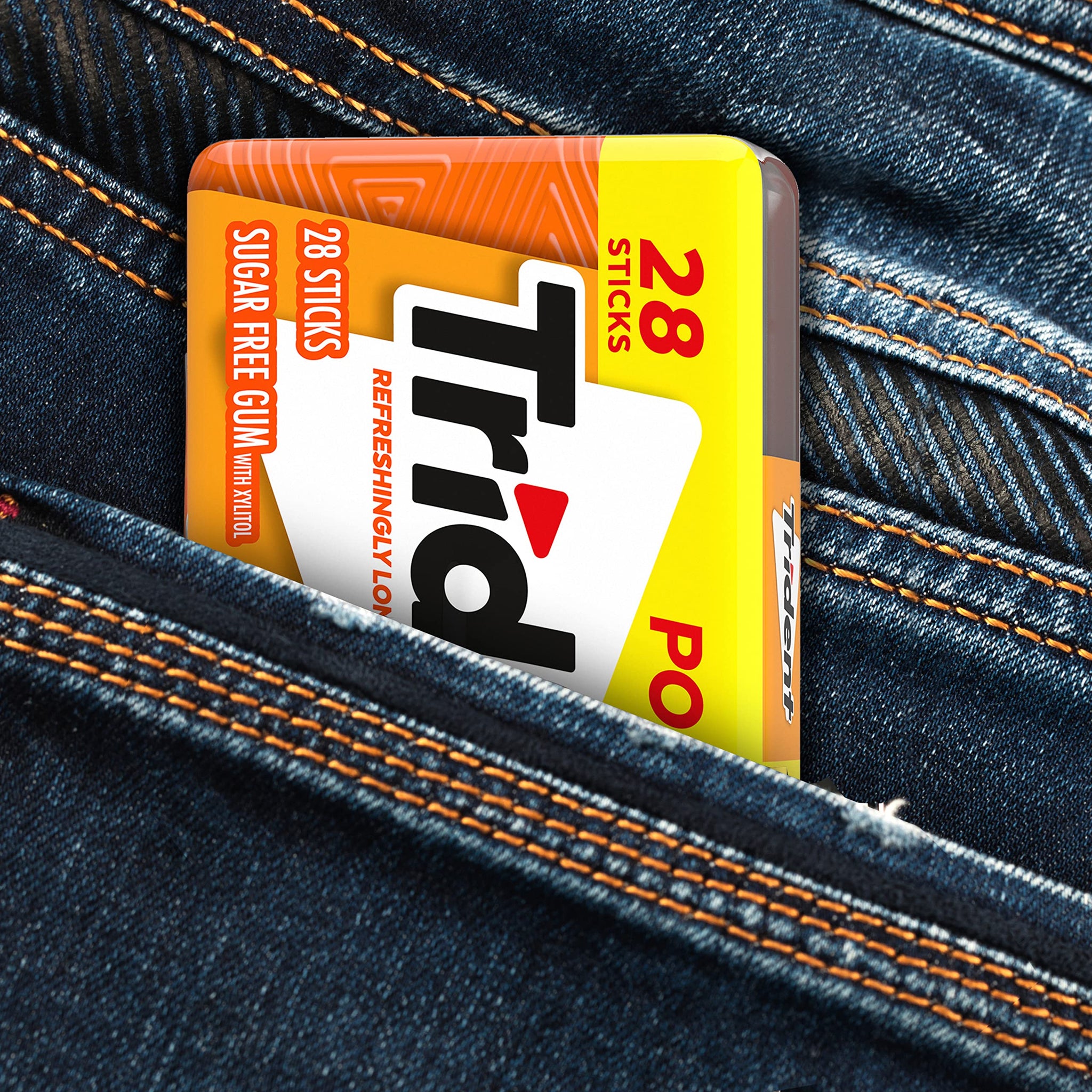 Trident Tropical Twist Sugar-Free Chewing Gum, 6 Pocket Packs of 28 Pieces (168 Total Pieces)