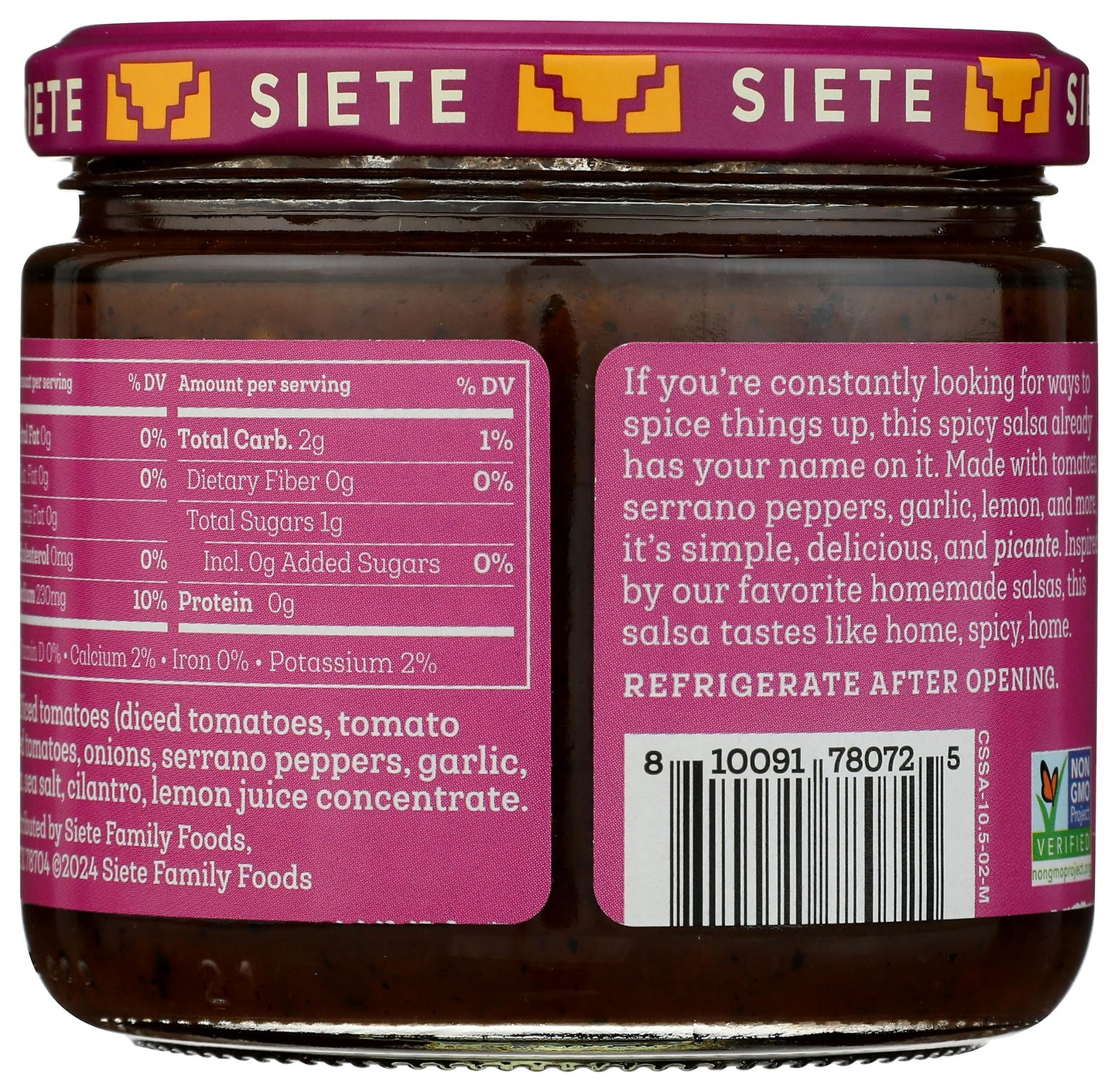 Siete Salsa Spicy Casera 10.5 OZ