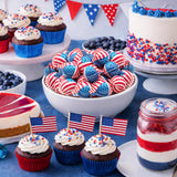 Patriotic Candy - Gummy Balls - 30 Count - 19 Oz Jar - 4th of July Candy Individually Wrapped - Red White and Blue Gummy Candies - Strawberry & Grape
