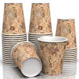 SheriffDrink Disposable Brown Cups - 8oz Printed Paper Cups for Hot Beverages & Tea - Eco Friendly Pack of 50