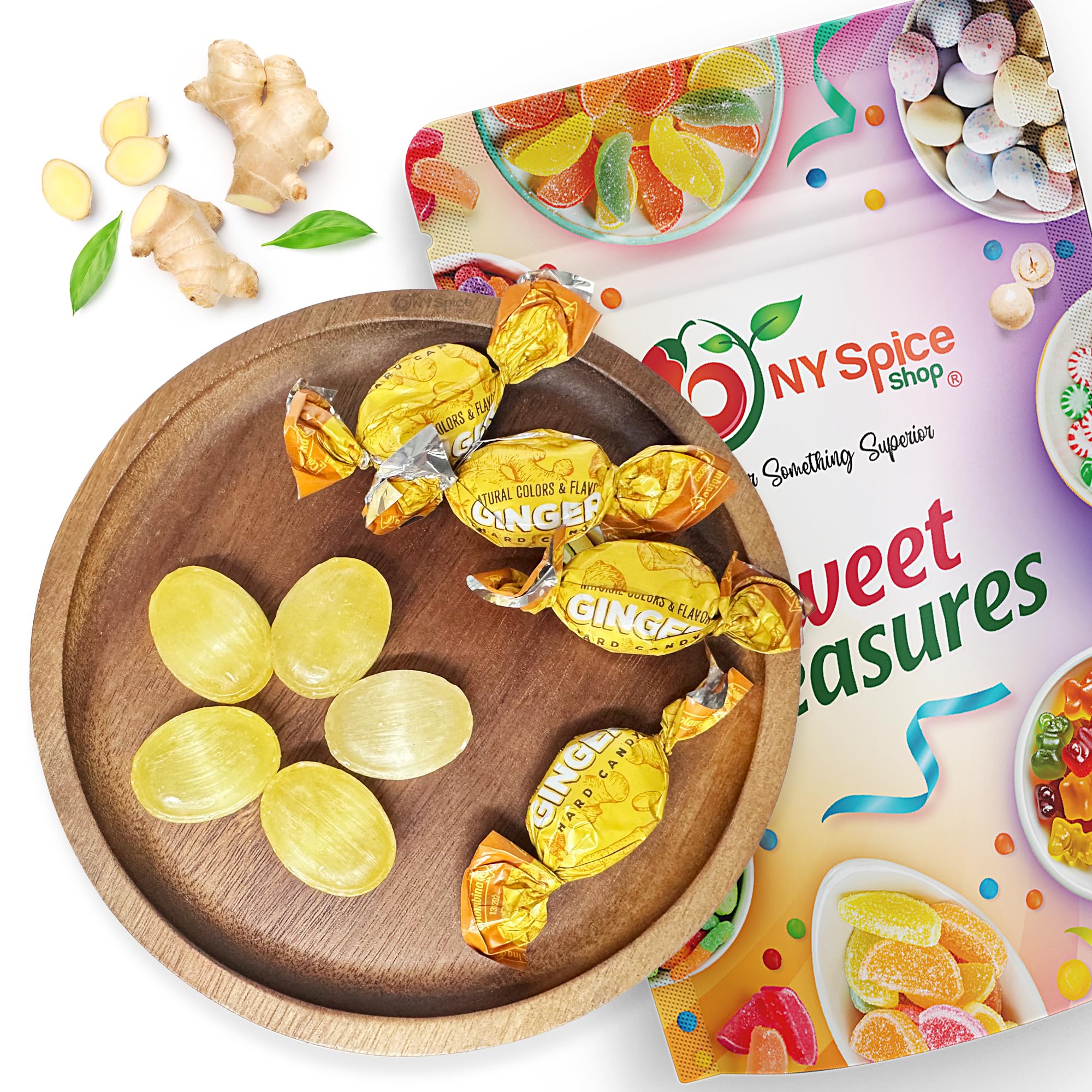 NY SPICE SHOP Ginger Candy - Ginger Hard Candy - Ginger Candies - Ginger Candy Hard - Hard Ginger Candy - Natural Ginger Candy - Ginger Cuts Candy - 1