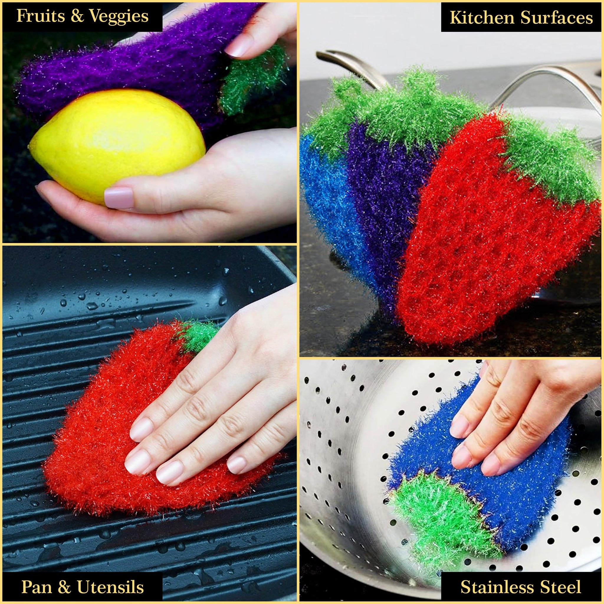 Dish Scrubbie Non-Scratch Dish Scrubber-Long Lasting & Odorless, Safe on Non-Stick, Cast Iron, Glass and Other Surfaces, Reusable Kitchen Sponge