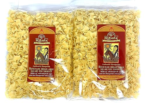 Kelemen Homemade Broad Large Square Egg Noodles 285g (Pack of 2)