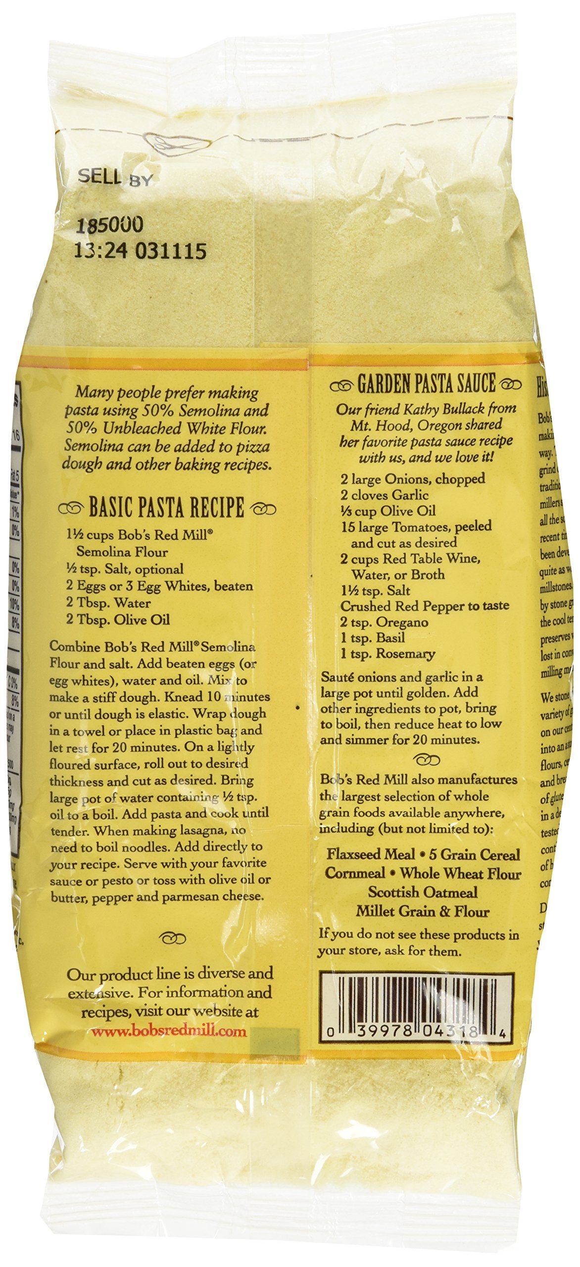 Bob's Red Mill Semolina Pasta Flour - 24 oz - 2 Pack