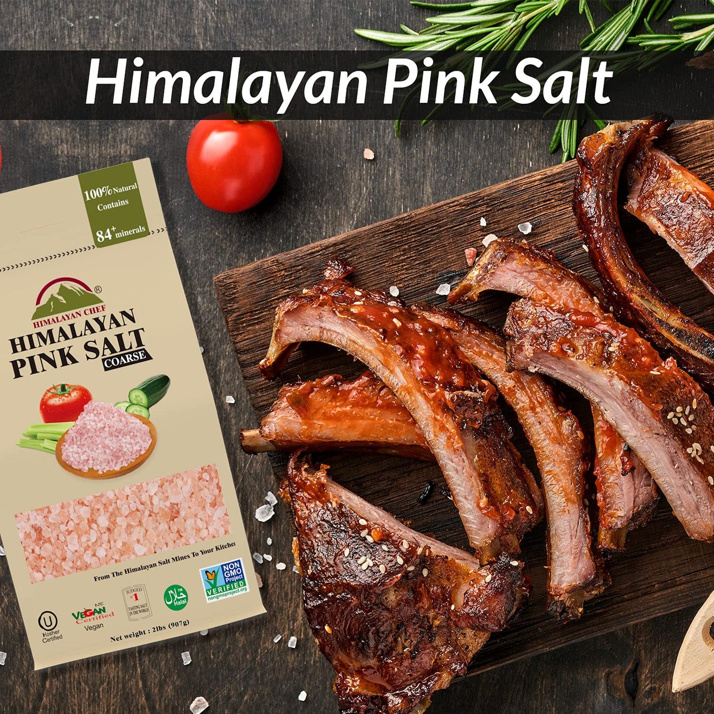 Himalayan Chef Himalayan Pink Salt, Coarse Grain, Refill Grinders - 2 Pound (Pack of 6)