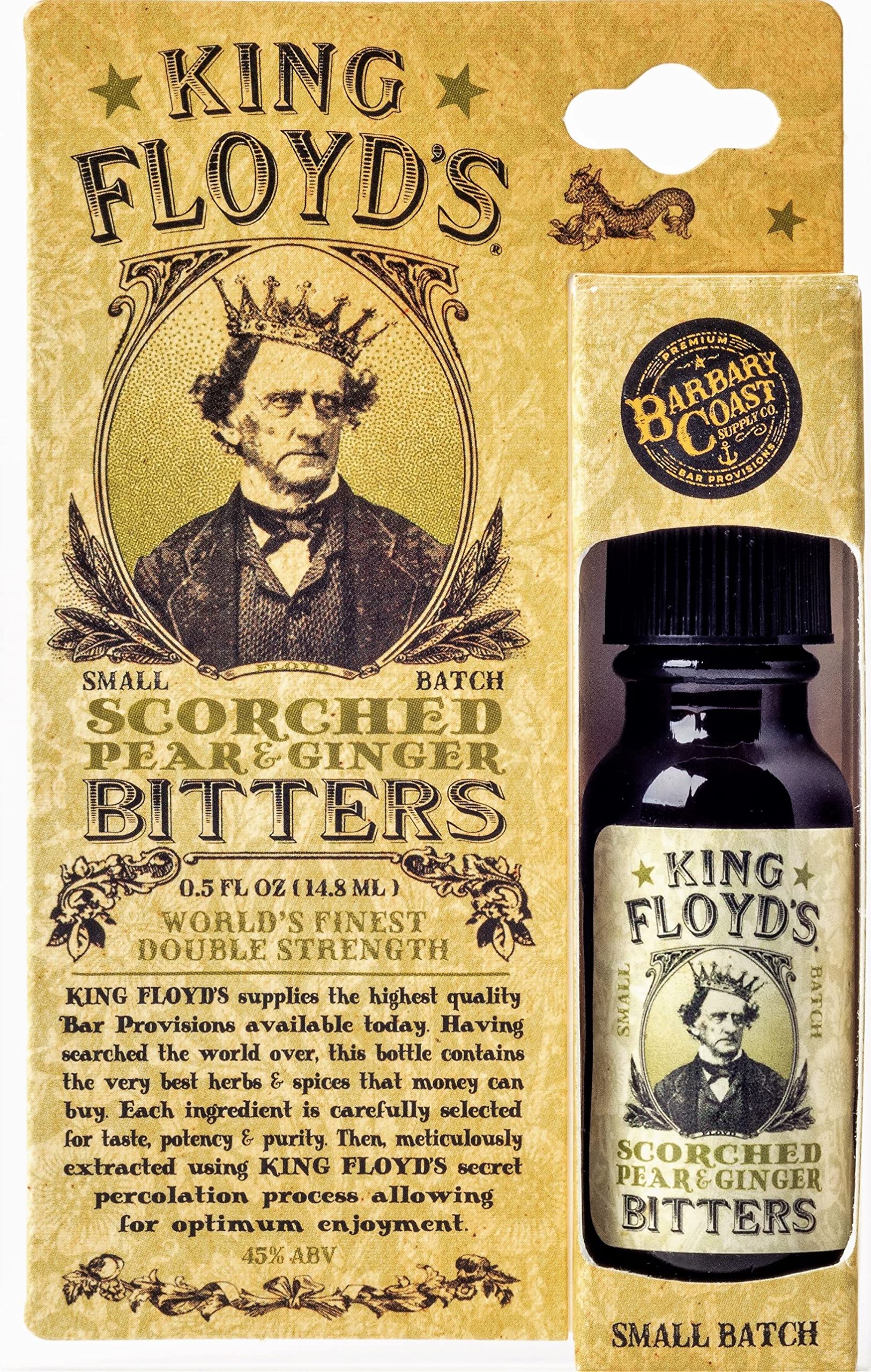 King Floyd's Artisanal Scorched Pear & Ginger Bitters, Hand Crafted, Made from the Torched Carmalized Pears, Unique Bitters for Unique Cocktail, 0.5oz