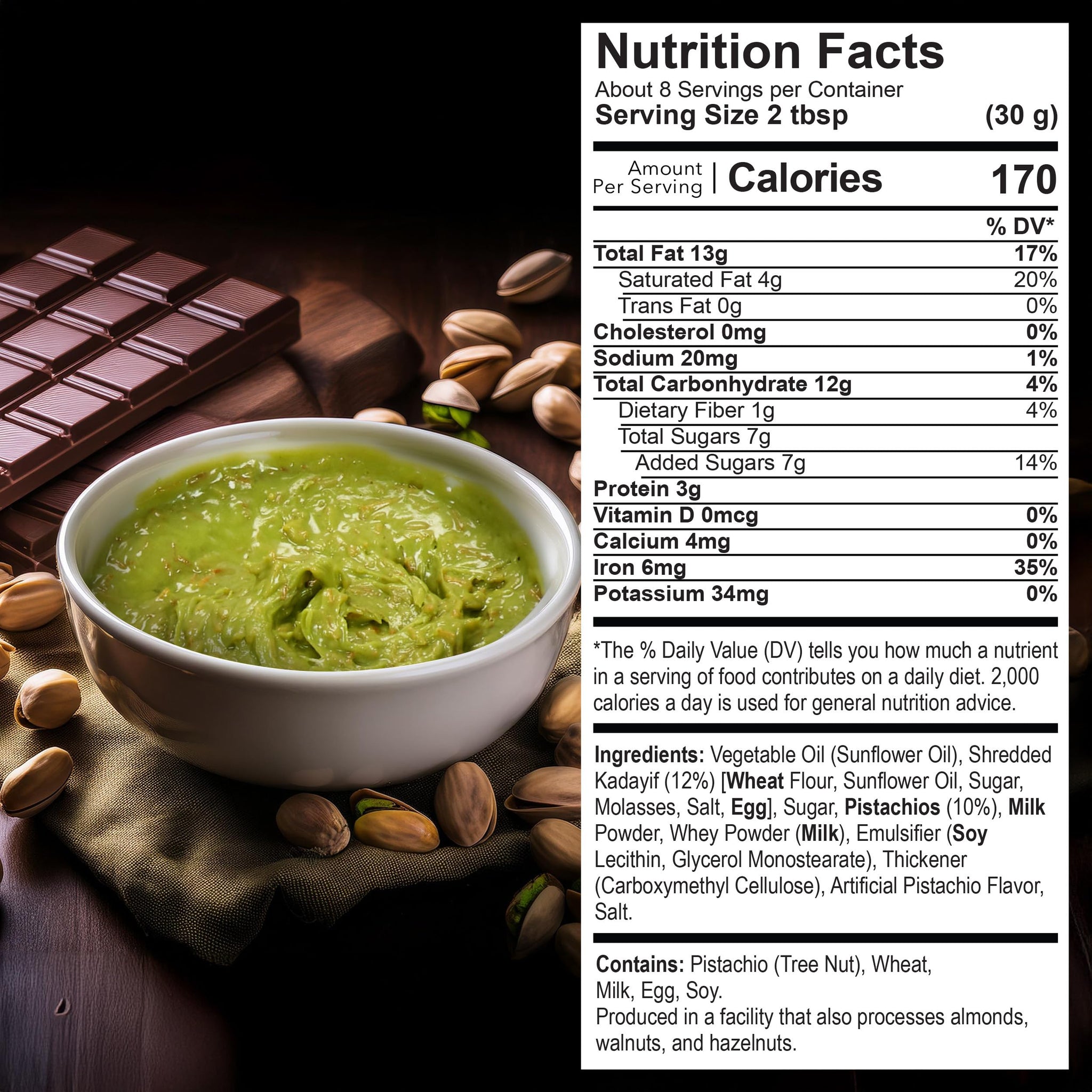 Eastanbul Dubai Chocolate Bar Mixture, 8oz, Dubai Chocolate Bar Pistachio Filling, Crispy Premium Kataifi and Pistachio Cream, Single Ingredient