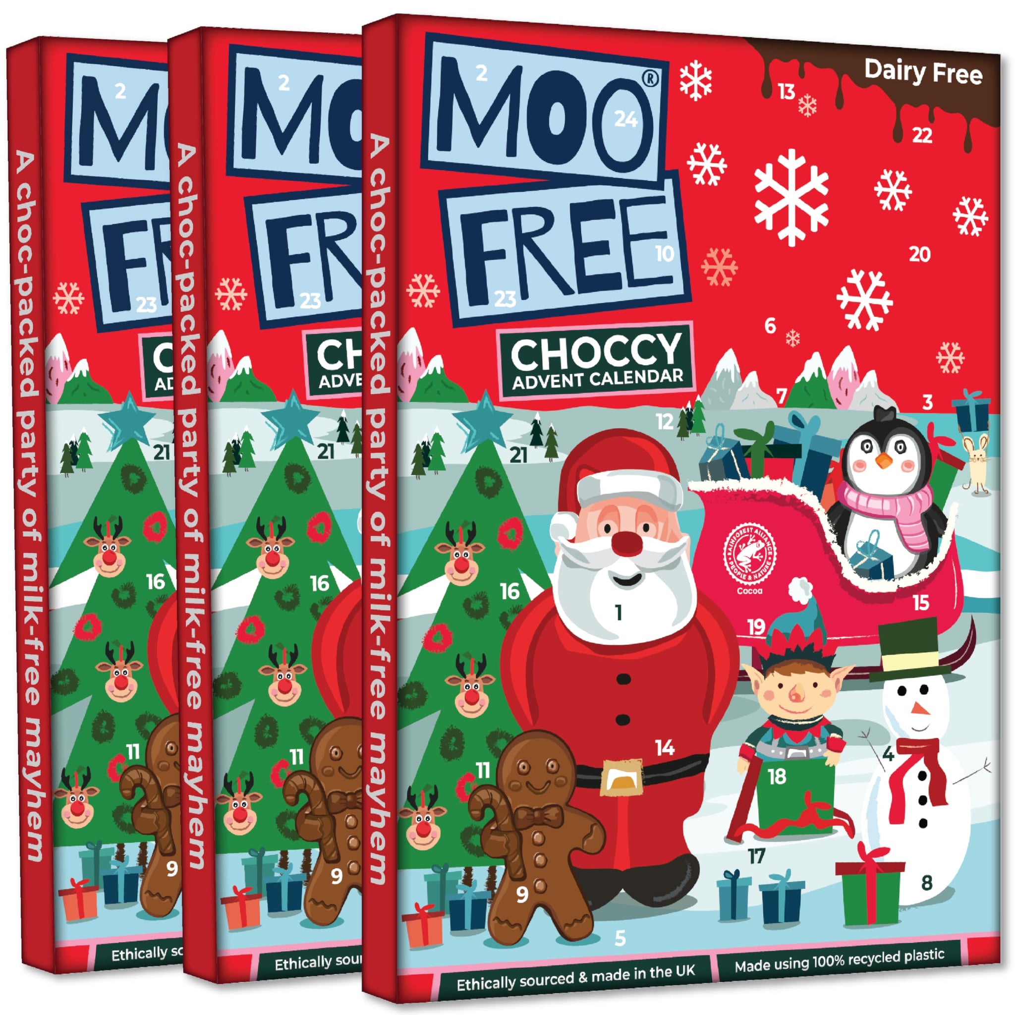 Moo Free Dairy Free Chocolate Advent Calendar 100g (Pack of 3)