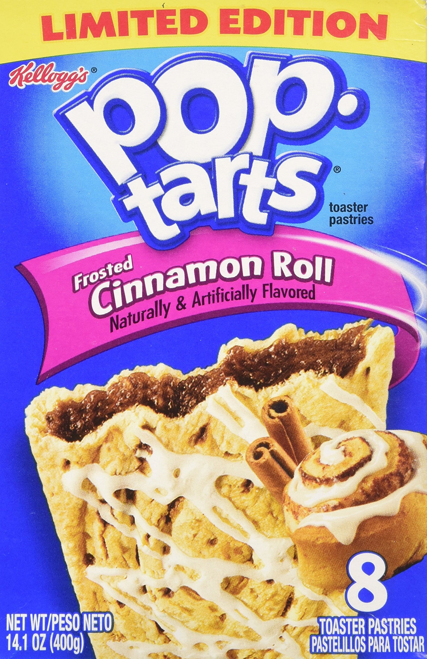 Kellogg's®, Pop-Tarts®, Cinnamon Roll, Frosted Toaster Pastries, 8 Count, 14.1oz Box (Pack of 6)