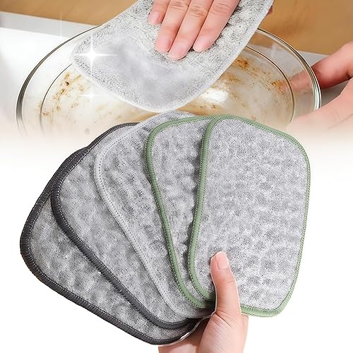 jlzzting Double Side Non Scratch Wire Dishcloths,Reusable Wet and Dry Wire Dishwashing Rags for Kitchen,Sinks,Pots,Pans (5pcs)