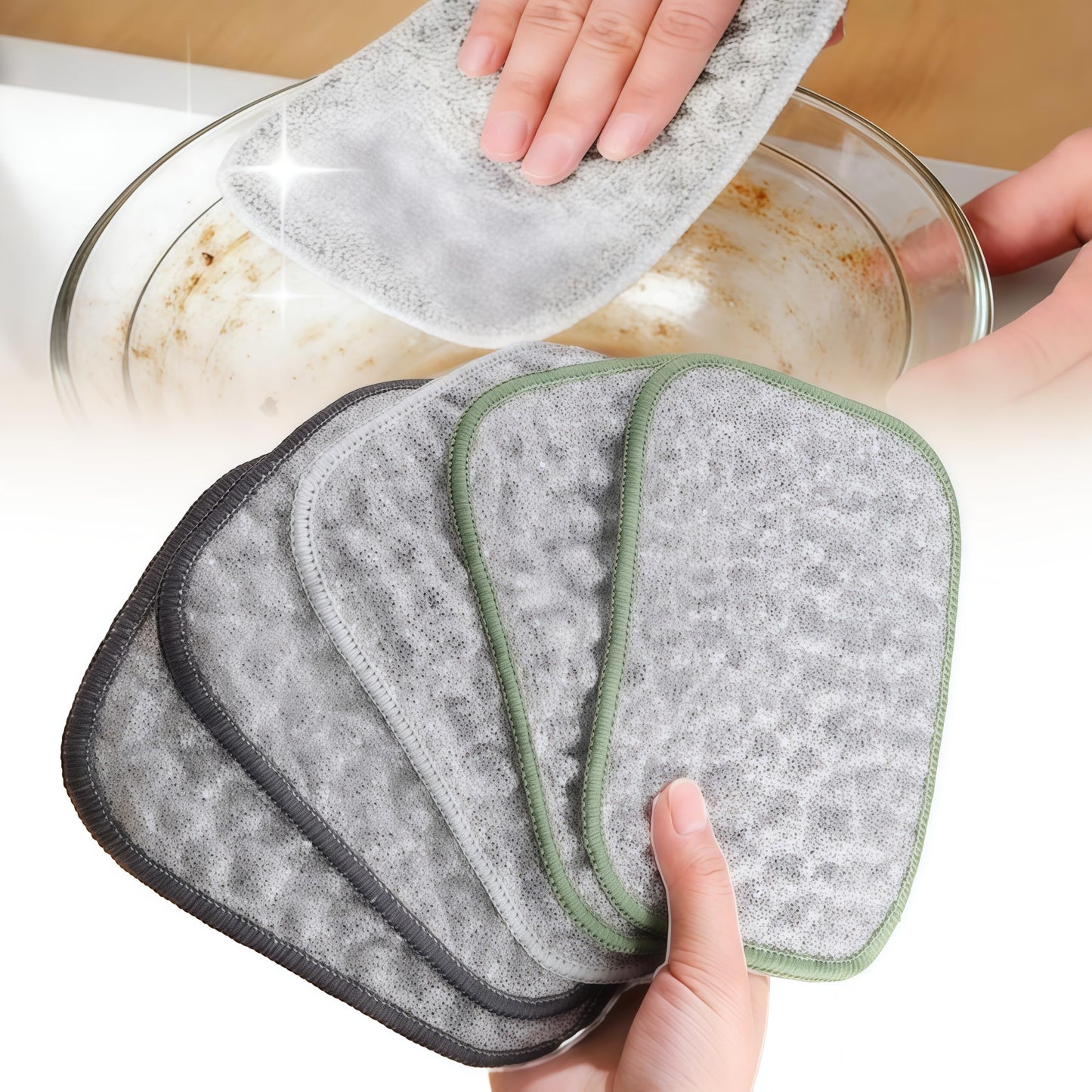 jlzzting Double Side Non Scratch Wire Dishcloths,Reusable Wet and Dry Wire Dishwashing Rags for Kitchen,Sinks,Pots,Pans (5pcs)