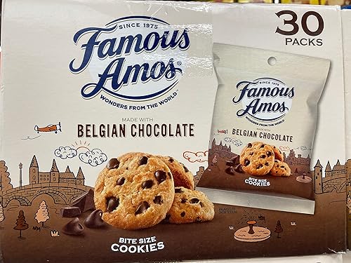 Famous Amos Belgian Chocolate Chip Cookies, Box of 30-1 oz Single Packs