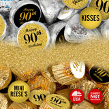 90th Birthday Kisses Stickers, (Set of 324) Chocolate Drops Labels for 90th Birthday, Party Favors Decor for Kisses. Made in USA, 9 Designs (36