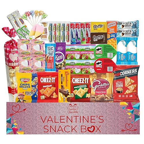 Valentine’s Snack Box College Care Package (45 Count) Fun Romantic Gift Idea Assortment Cookies Chips Snacks Variety Pack Boyfriend Girlfriend Kids