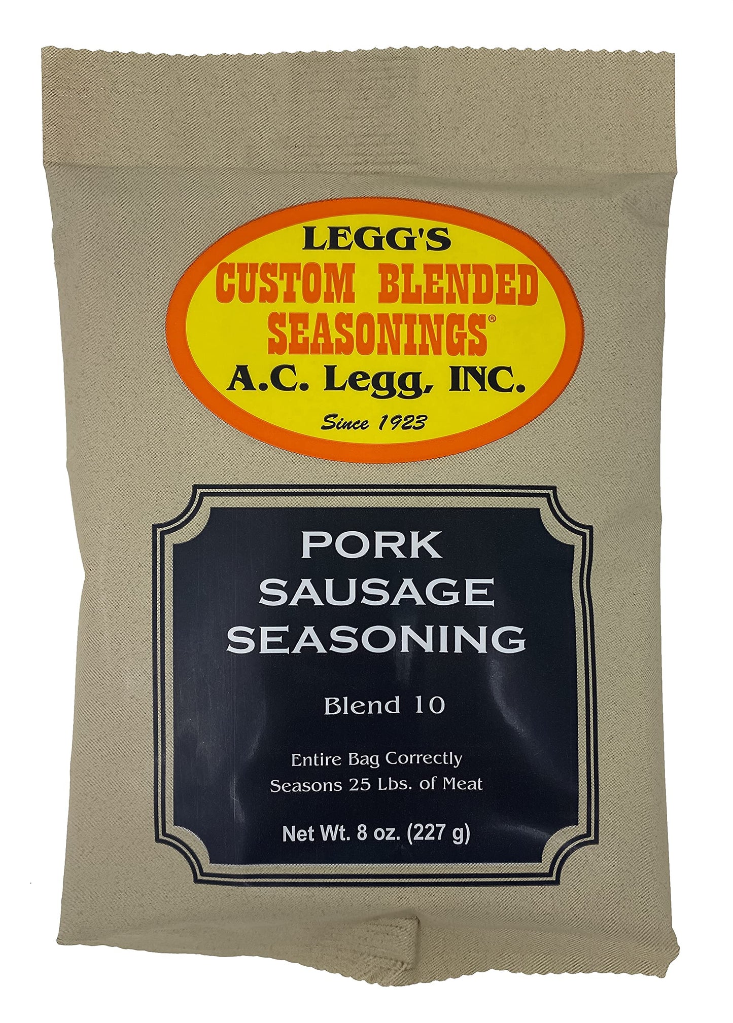 A.C. Legg, Inc. Blend 10 Sausage Seasoning, Breakfast Style, 8 oz (24 Case Pack), Seasons up to 600 lbs, For Pork, Beef, Chicken & Wild Game