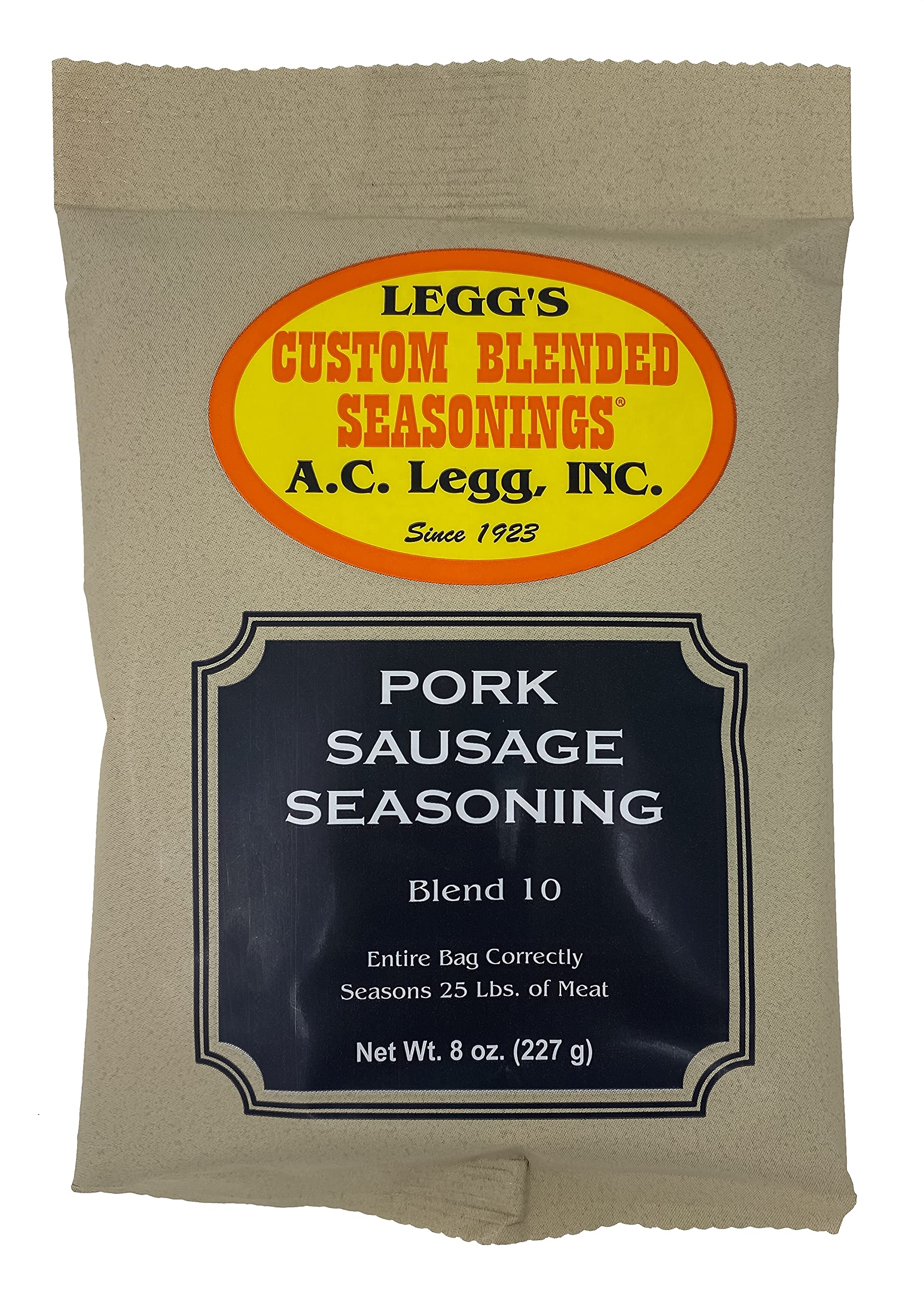 A.C. Legg, Inc. Blend 10 Sausage Seasoning, Breakfast Style, 8 oz (24 Case Pack), Seasons up to 600 lbs, For Pork, Beef, Chicken & Wild Game