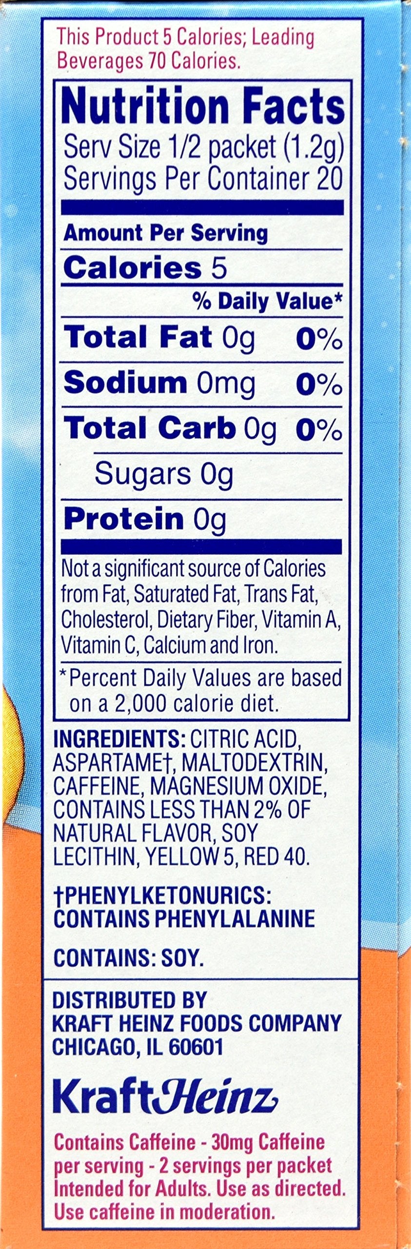 Crystal Light On The Go Peach Mango With Caffeine Drink Mix, 10-Packet Box (Pack of 18)