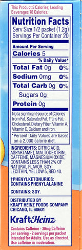 Crystal Light On The Go Peach Mango With Caffeine Drink Mix, 10-Packet Box (Pack of 18)