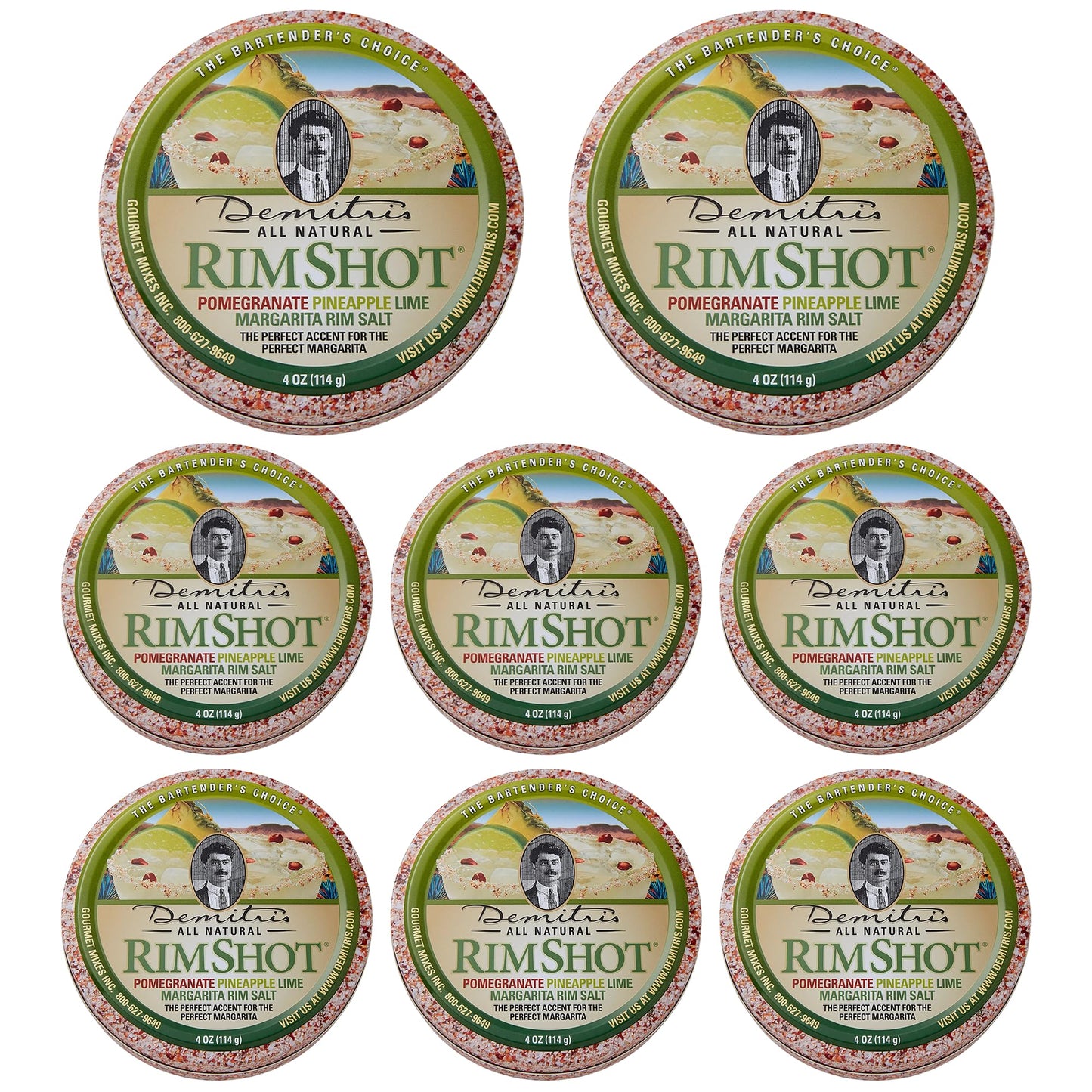 Demitri's RimShot Margarita Salt Rimmers - Made W/Hawaiian Sea Salt - Rimmer for Cocktails - Blend of Pineapple, Pomegranate & Lime - Margarita Salt