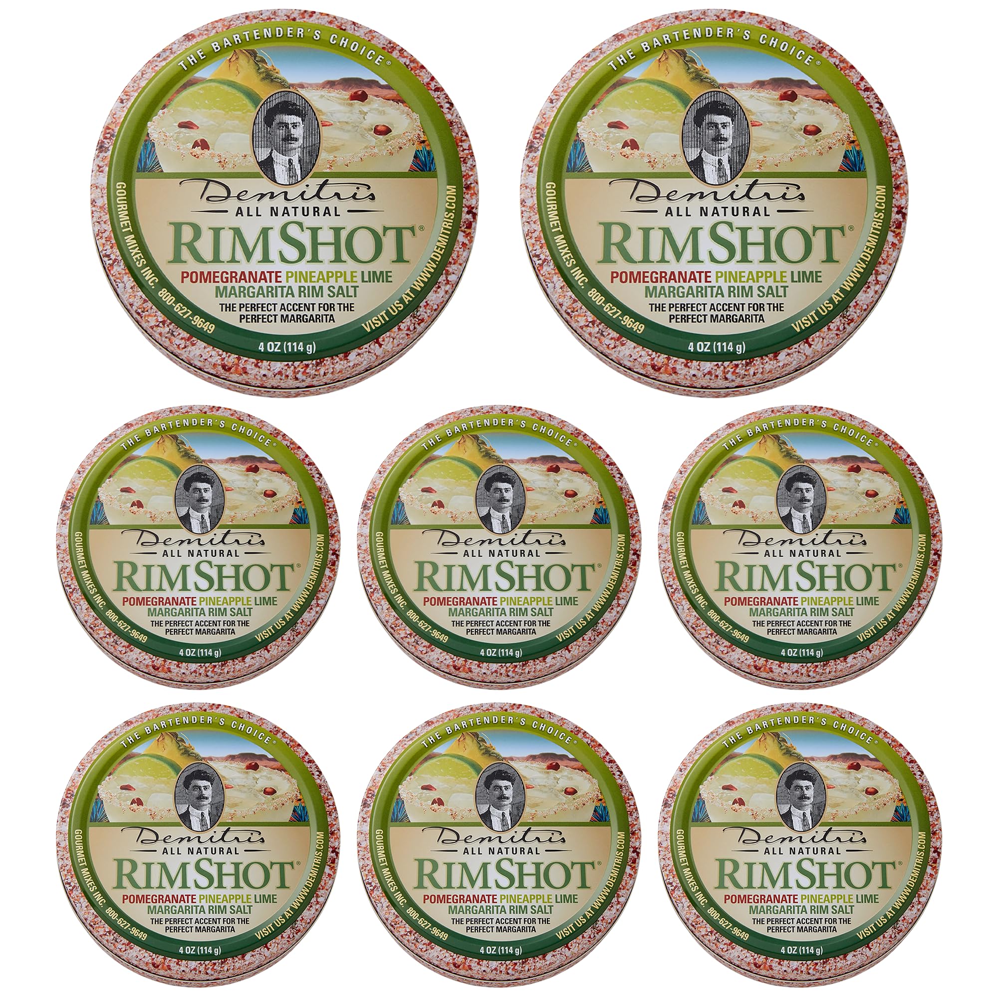 Demitri's RimShot Margarita Salt Rimmers - Made W/Hawaiian Sea Salt - Rimmer for Cocktails - Blend of Pineapple, Pomegranate & Lime - Margarita Salt