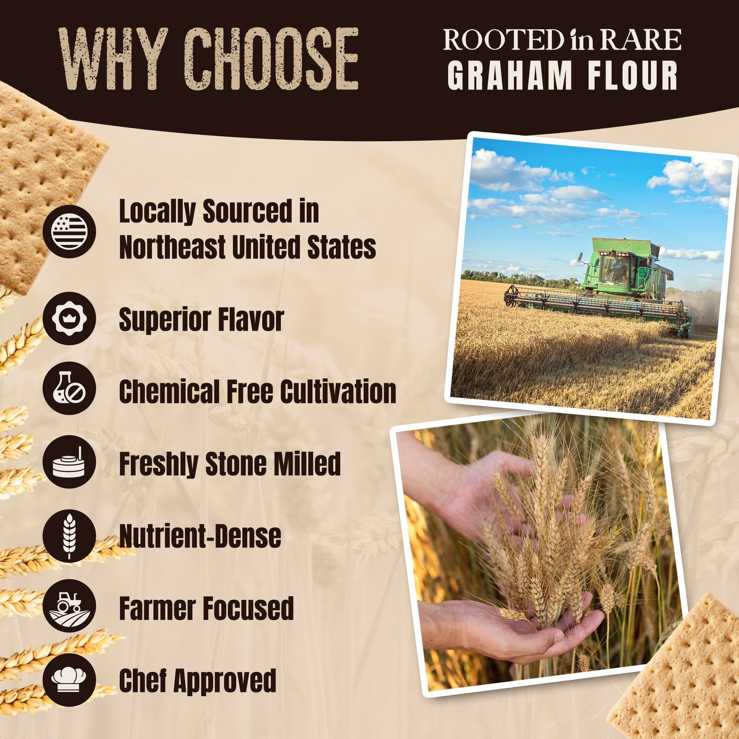 Graham Flour For Baking - 30 Ounce Bag - Product of USA - Stone Ground Whole Wheat Flour - Great for Homemade Graham Crackers or as Whole Wheat Bread
