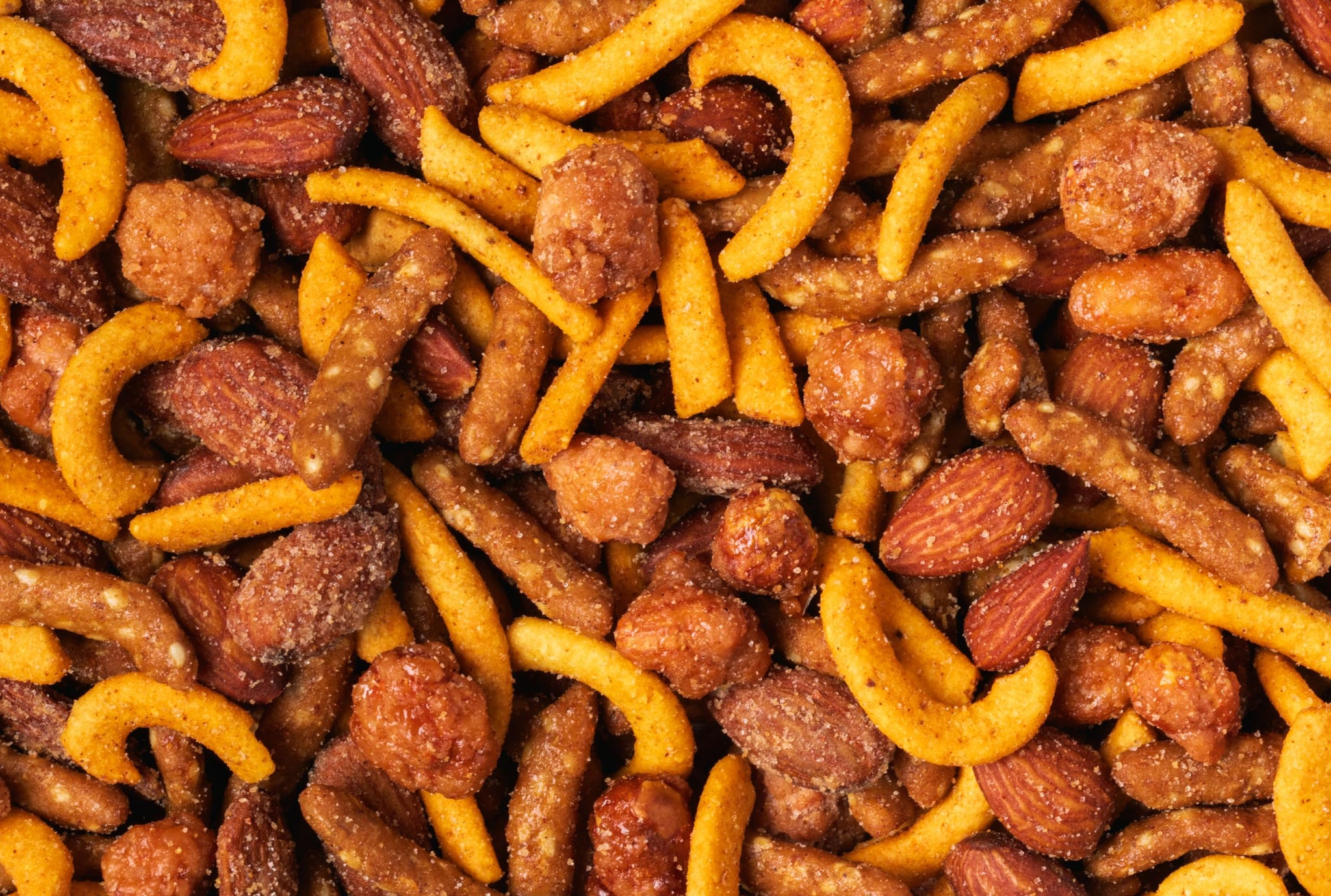 Nuts com Honey & Heat Trail Mix - Sweet and Spicy Nuts Blend with Honey Sesame Sticks, Hickory Smoked Almonds, Cajun Corn Sticks, Buffalo Peanuts