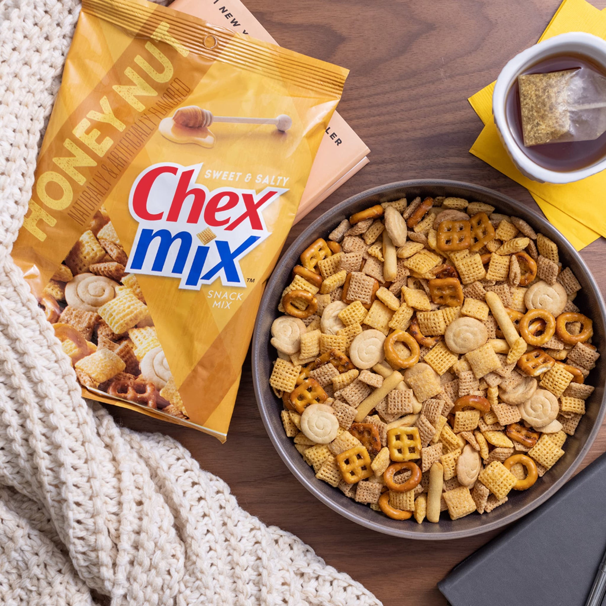 Chex Mix Snack Party Mix, Honey Nut, Sweet Salty Pub Mix Snack Bag, 8.75 oz (Pack of 12)