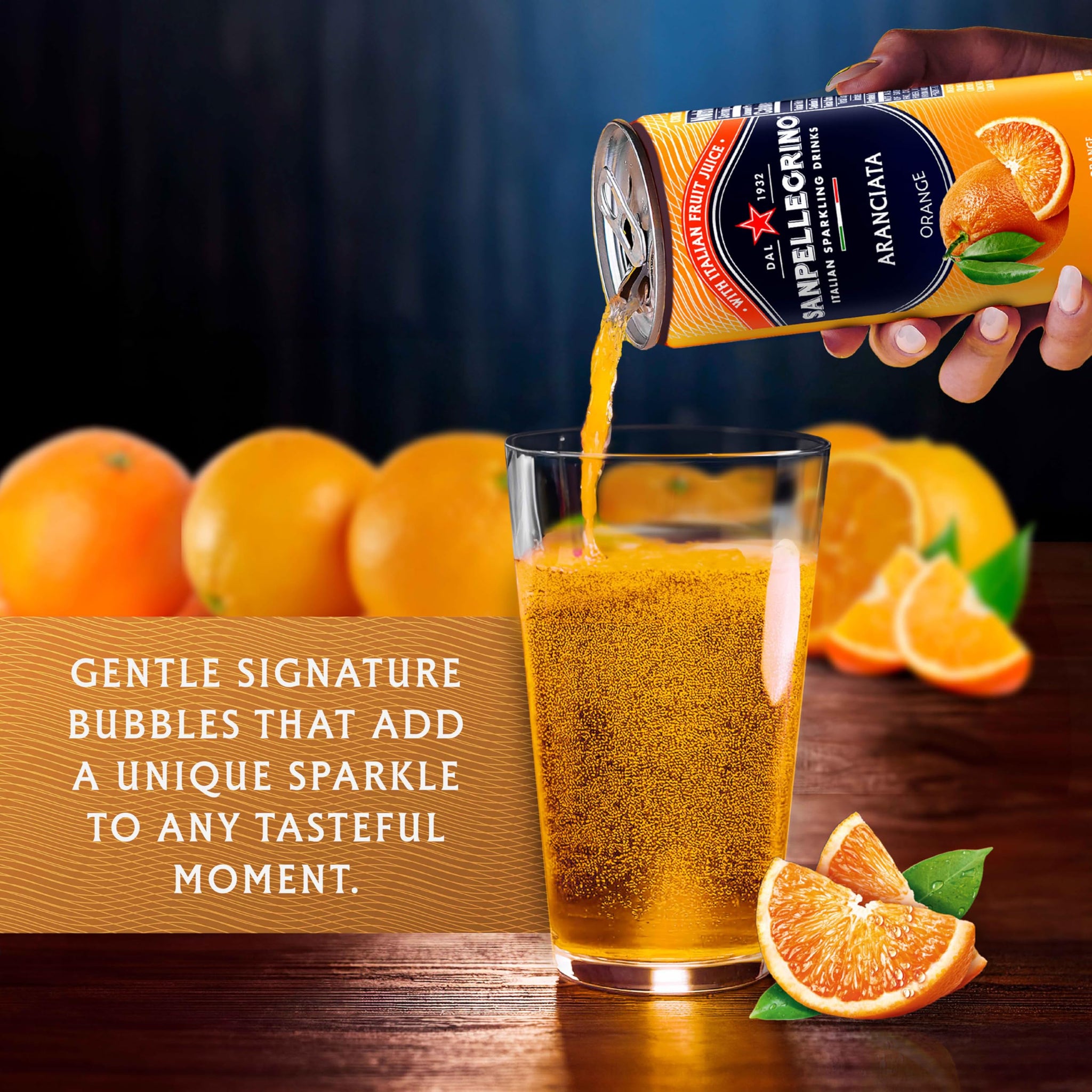 Sanpellegrino Italian Sparkling Drink Aranciata, Sparkling Orange Beverage, 6 Pack Of Cans