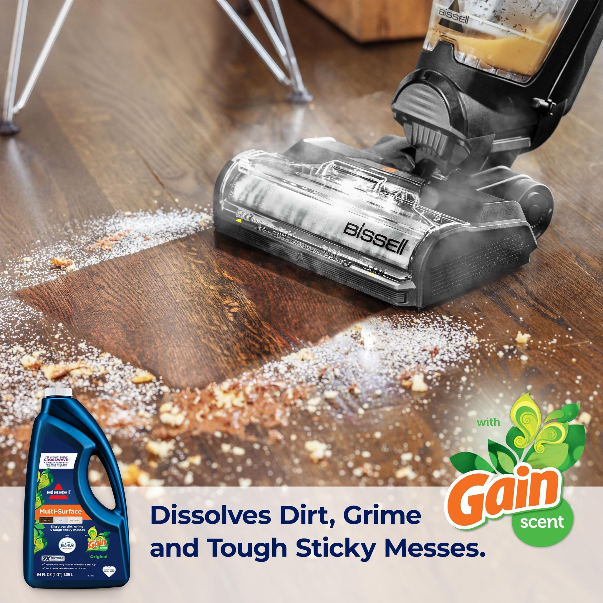 Bissell® Multi-Surface with Febreze + Gain, 34451, 64 oz, Safe of Sealed Hard Floors and Area Rugs, Dissolves Dirt, Grime, and Tough Sticky Messes