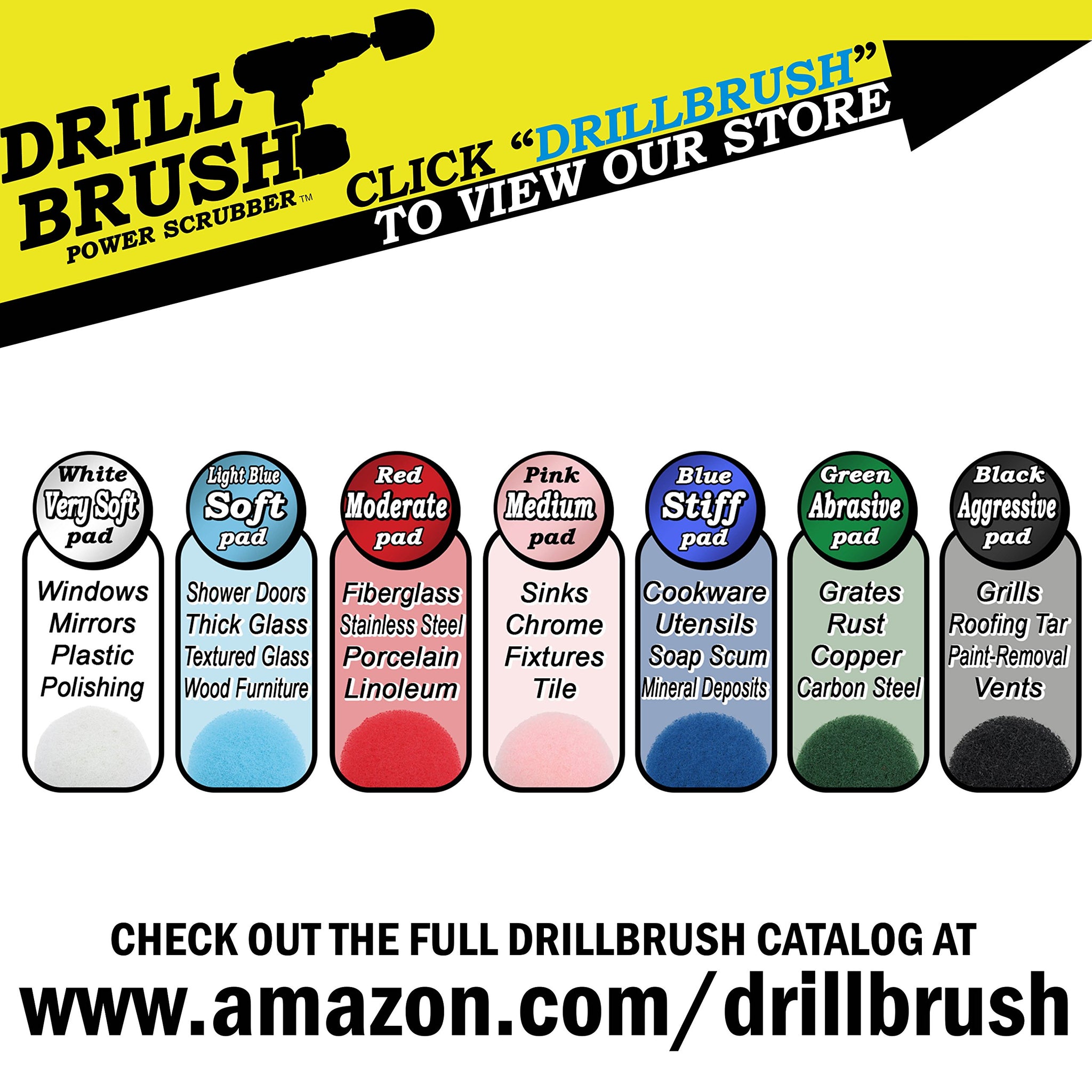 Bathroom - Cleaning Supplies - Drill Brush Power Scrubber Pads - Shower Cleaner - Bathtub - Bath Mat - Bathroom Sink - Tile Cleaner - Baseboard
