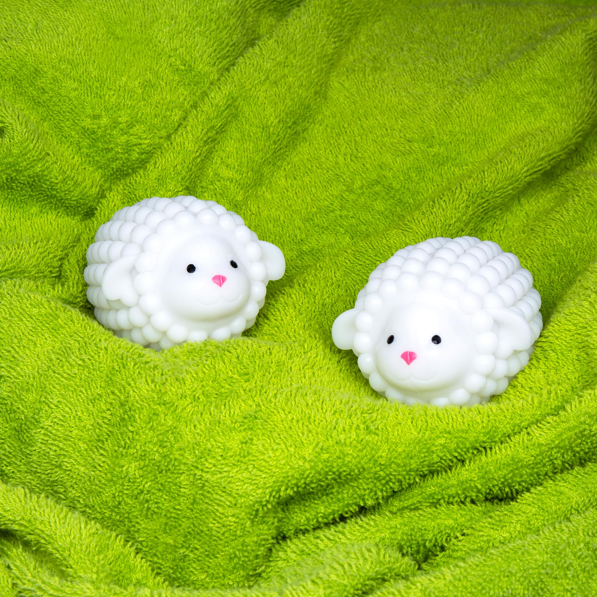 Kikkerland Set of Two Reusable Dryer Buddies for Laundry - Fabric Softener Dryer Balls - Control Static, Remove Wrinkles, Dry Clothes Faster, Lambs