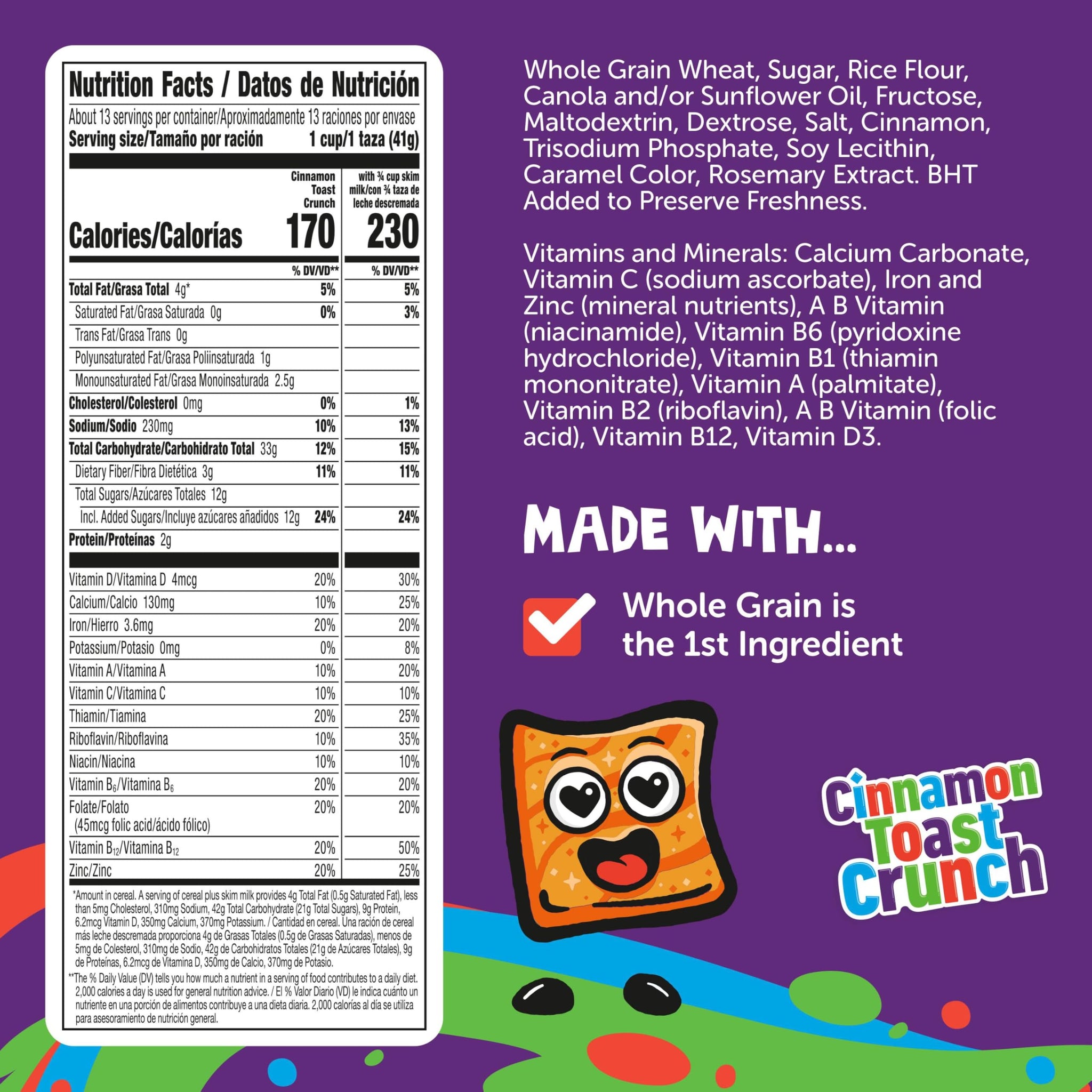 Cinnamon Toast Crunch Breakfast Cereal, Crispy Cinnamon Cereal, Family Size, 18.8 oz