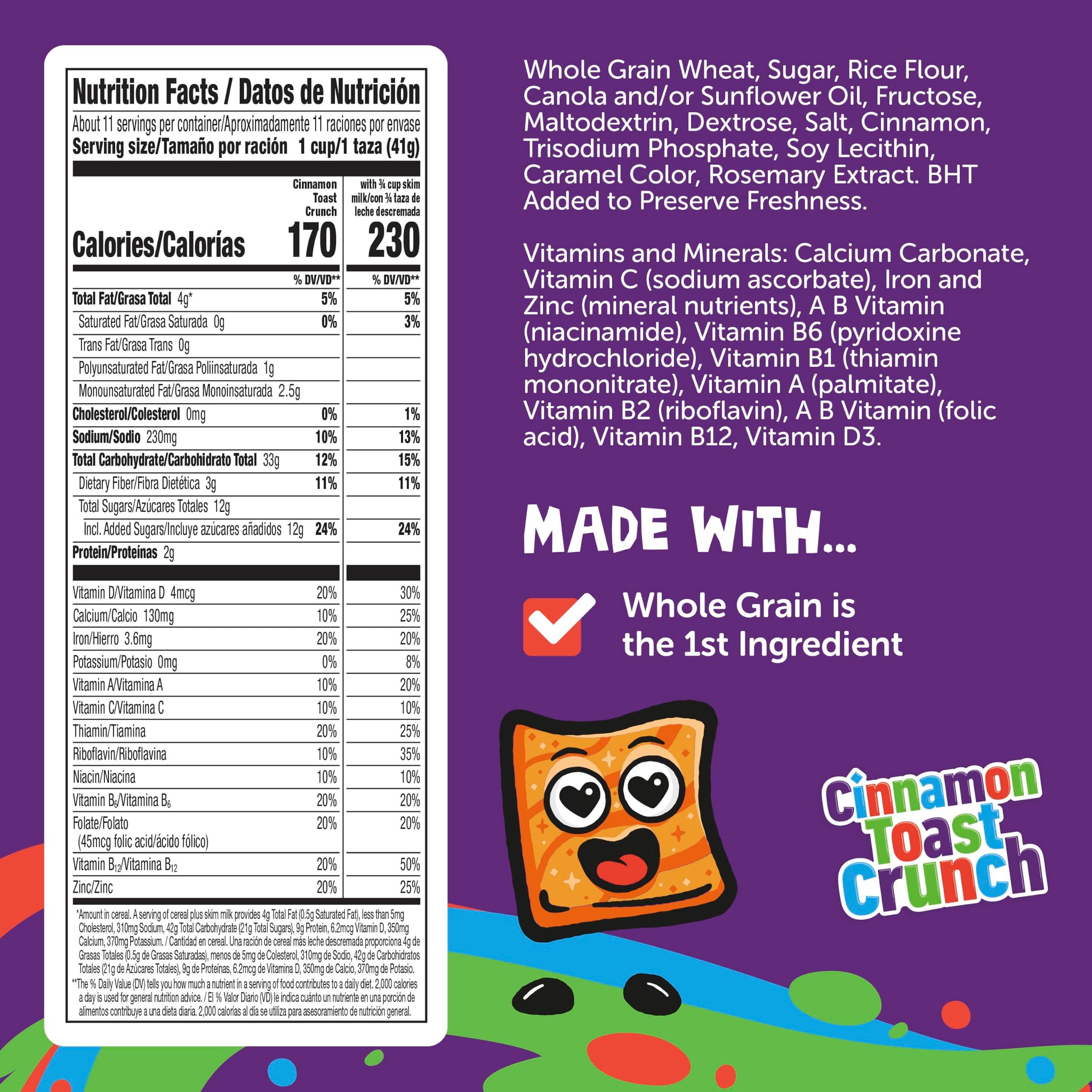 Cinnamon Toast Crunch Breakfast Cereal, Crispy Cinnamon Cereal, Large Size, 16.8 oz