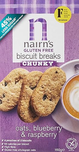 Nairn's Gluten-Free Blueberry & Raspberry Chunky Oat Biscuit Breaks 160g (Pack of 2)