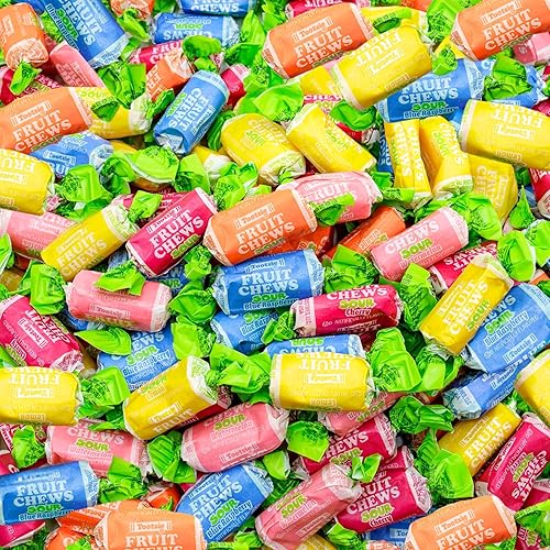 Sour Fruit Chews Assorted Candy Mix, 5 Tangy Flavors, Sour Tootsie Roll Taffies, Gluten Free & Peanut Free, Perfect For Parties & Goody Bags, 2 Lb