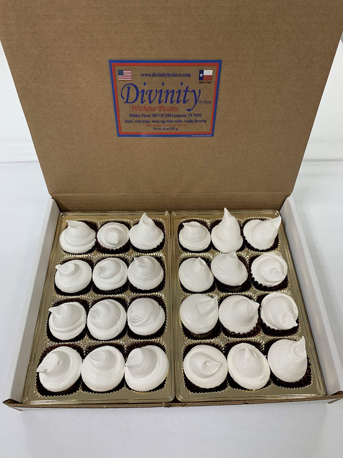 24 Piece Divinity Gift Box (Without Pecans) Old Fashioned Divinity, Just Like Home Made Divinity.