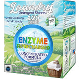 Laundry Detergent Sheets (120 Loads) Eco-Friendly, Hypoallergenic, & Enzyme-Based Powerful Stain Removal - Convenient for Travel & Space-Saving