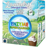 Laundry Detergent Sheets (120 Loads) Eco-Friendly, Hypoallergenic, & Enzyme-Based Powerful Stain Removal - Convenient for Travel & Space-Saving