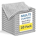 Liyuelome Double-Layer Multipurpose Wire Dishwashing Rag, Non Scratch Wire Dishcloth, Silver Wire Mesh Cleaning Cloths, Steel Wire Dishcloths, Kitchen