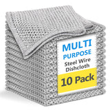 Liyuelome Double-Layer Multipurpose Wire Dishwashing Rag, Non Scratch Wire Dishcloth, Silver Wire Mesh Cleaning Cloths, Steel Wire Dishcloths, Kitchen