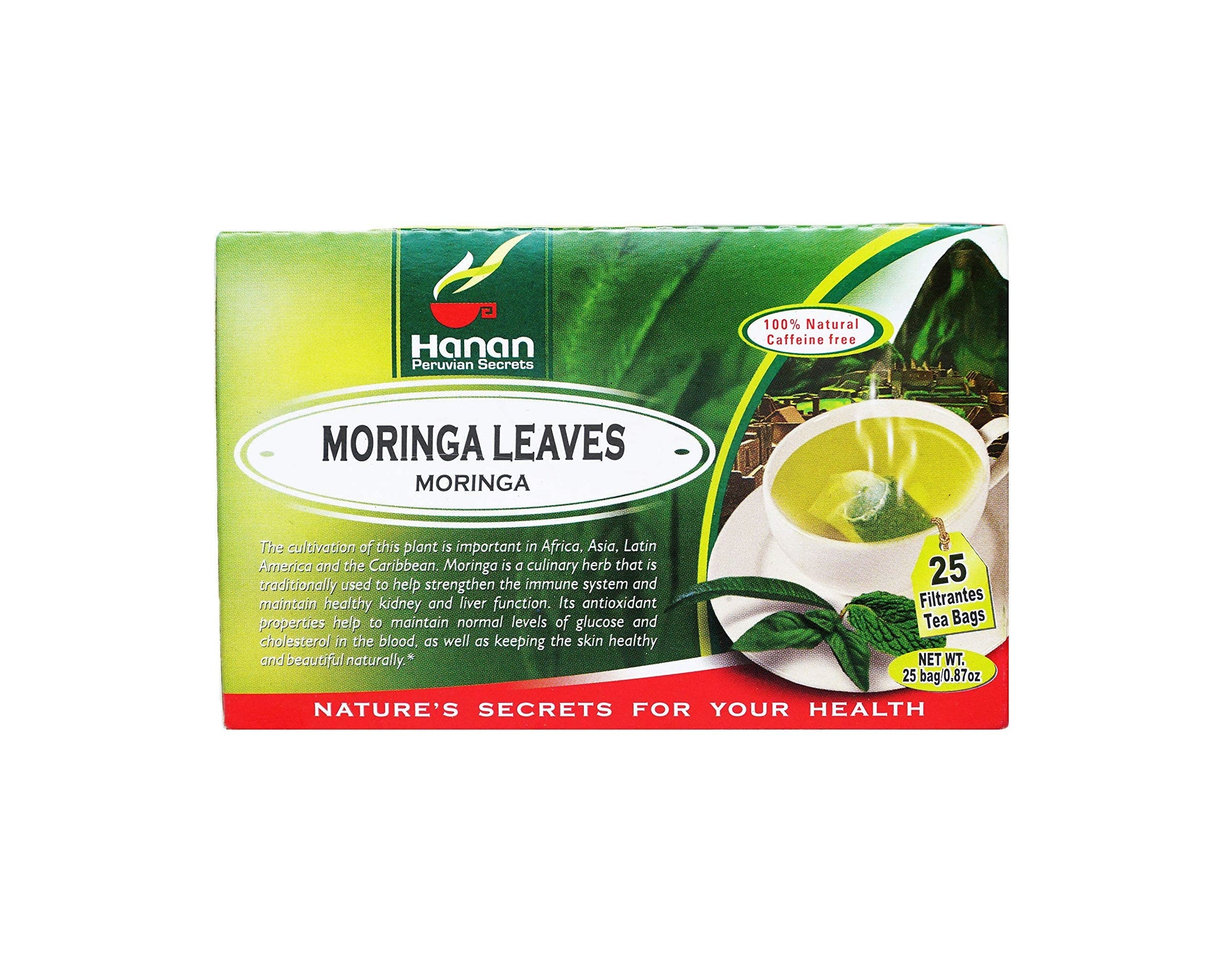 Hanan Peruvian Secrets Moringa Superfood Tea | 100% All-Natural Moringa Oleifera Leaves (Hojas) from Peru traditionally used to support a healthy