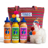 Tari Hot Sauce Llama Pack - Hot Sauce Variety Pack with Aji Rocoto, Aji Amarillo, Tropical Kick 11.8oz each - Comes with Gift Tote Bag & Llama Toy