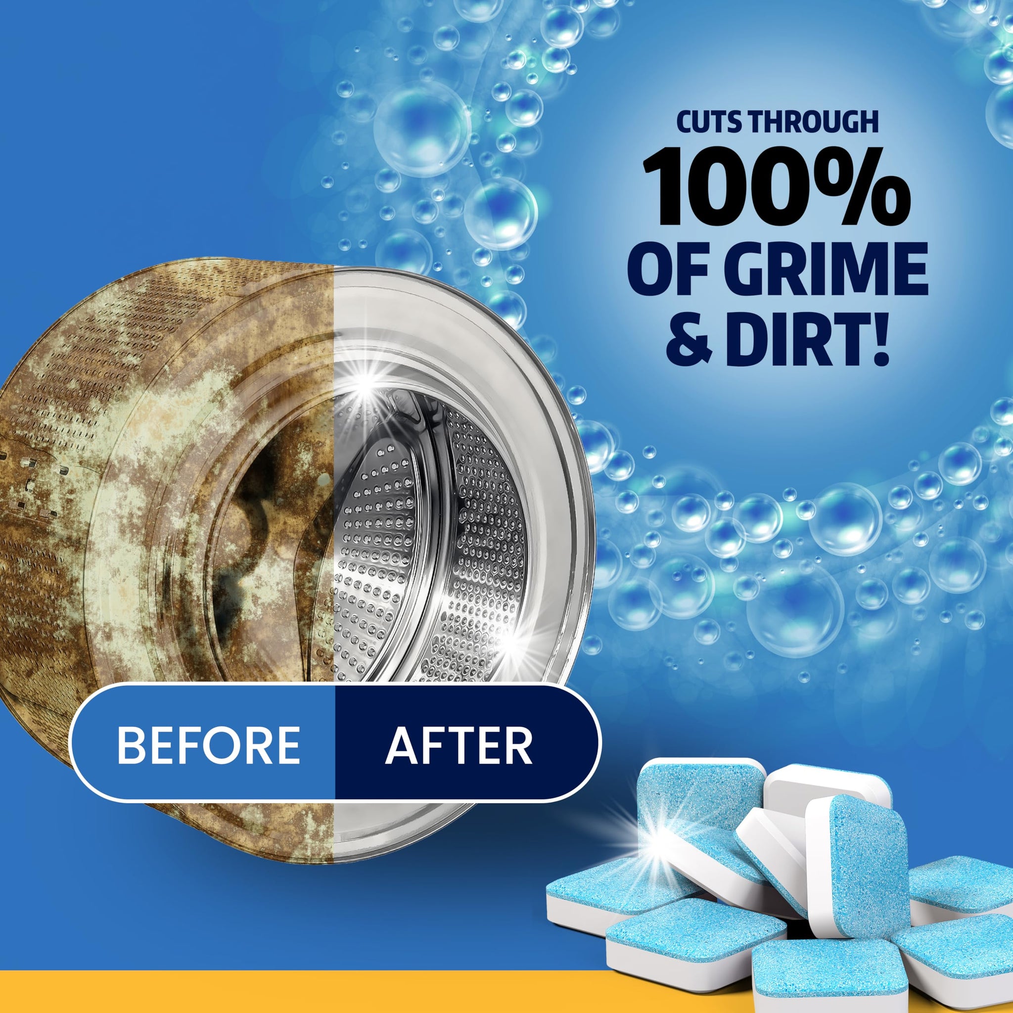 Washing Machine Cleaner Tablets 24 Pack - Deep Cleaning Tablets for Front & Top Load, Works With HE Washers, Removes Residue, Odor & Pet Hair - 12