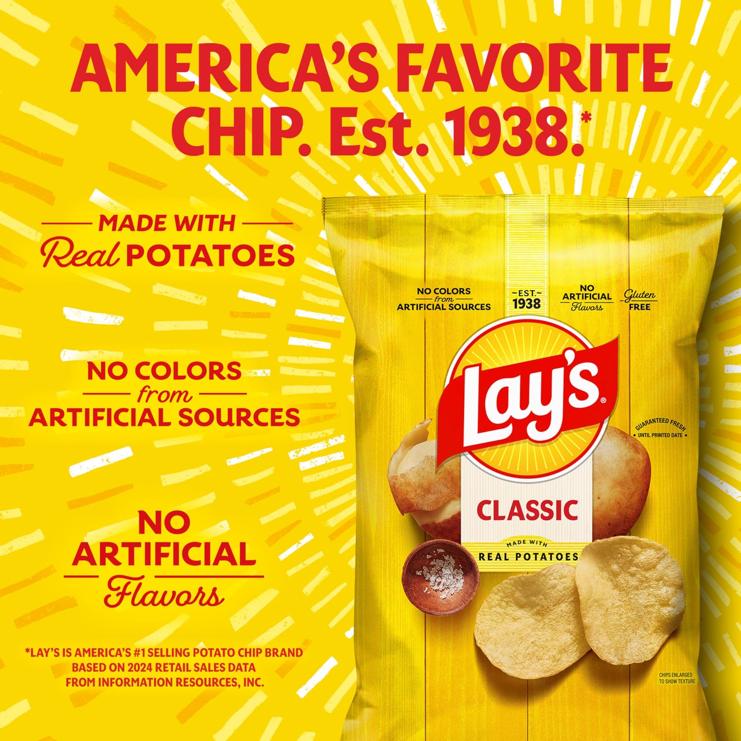 Lay's Potato Chips Classic Flavor Bag, 8 Oz