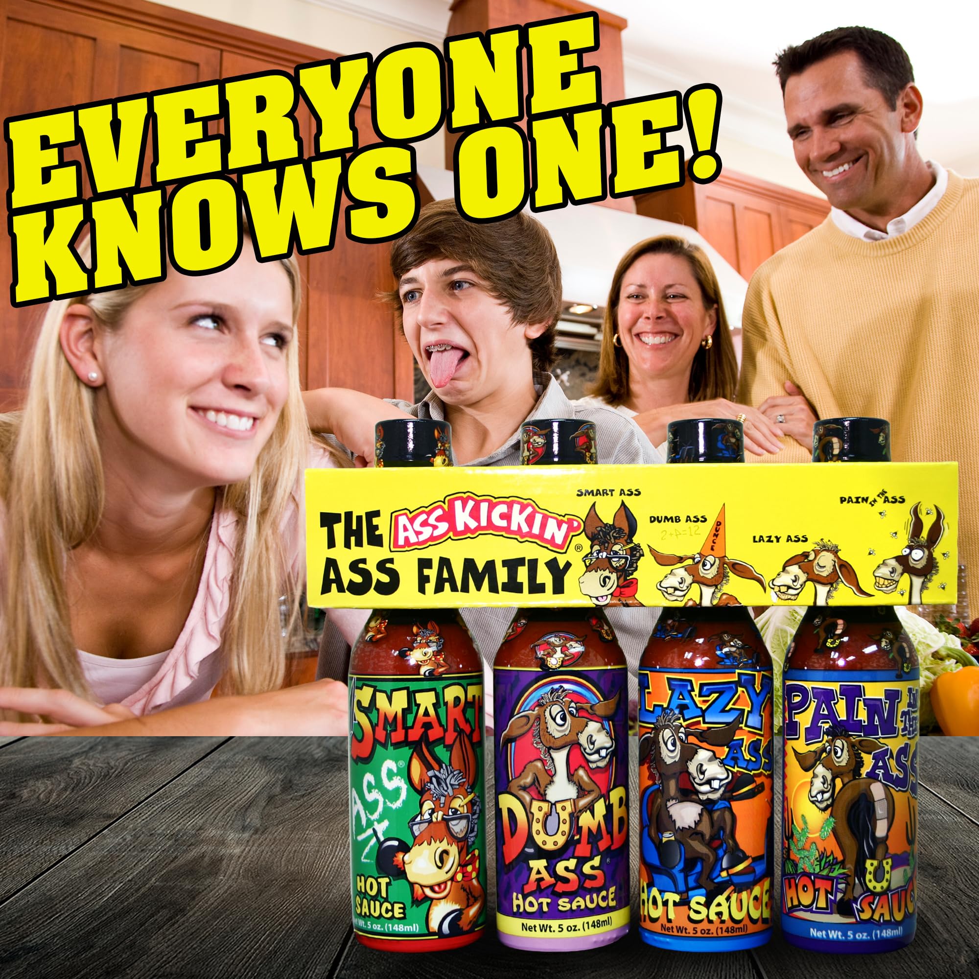 KICKIN' Family Hot Sauce Gourmet Gift Set - 5oz. 4 Pack - Try if you dare! - Perfect Ultimate Gourmet Gift for the Hot Sauce Fan