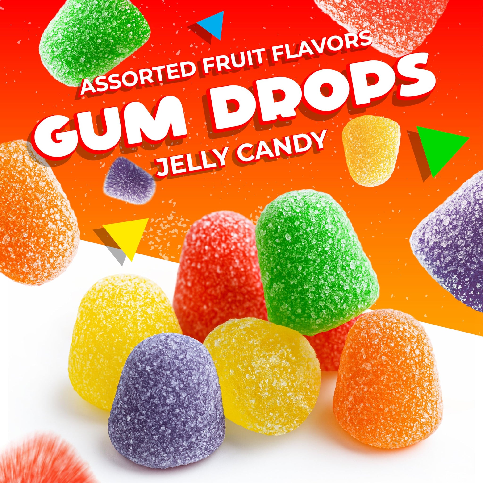 Gum Drops Jelly Candy | 1 Lb Bag | Assorted Fruit Flavors | Nostalgic Candy | Chewy Gumdrops in Strawberry, Orange, Grape, Lime & Pineapple | Old